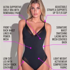 TA3 Black Meshy Swimsuit with Adjustable Straps